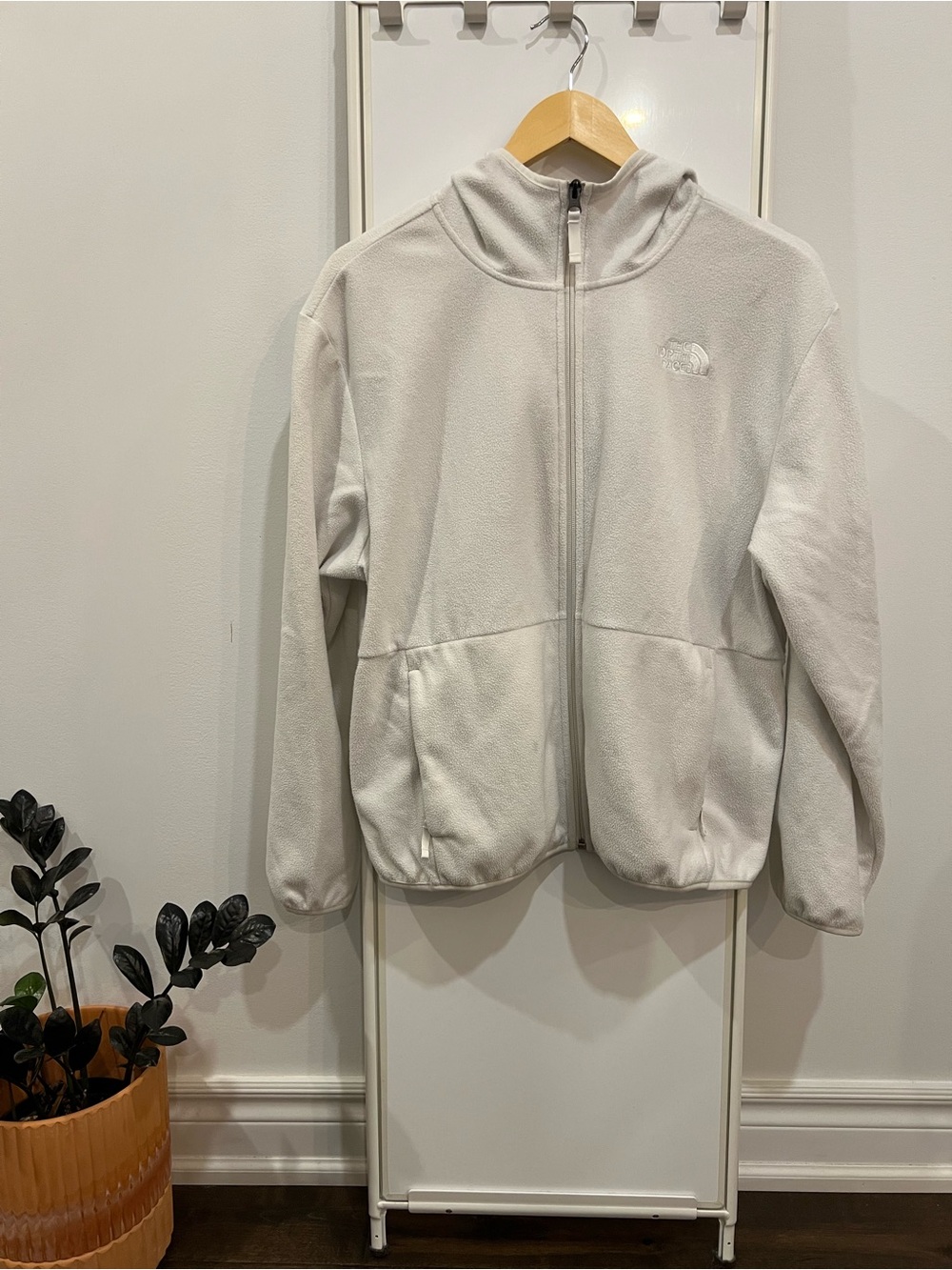 The North Face White Canyonlands Full Zip Hooded Fleece Sweatshirt in Large